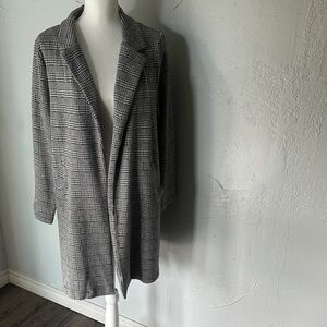 MELLODAY Black and White Plaid Blazer